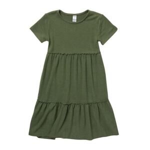 Harper Canyon Girls Tiered Short Sleeve Dress in Green Sorrel Size 4